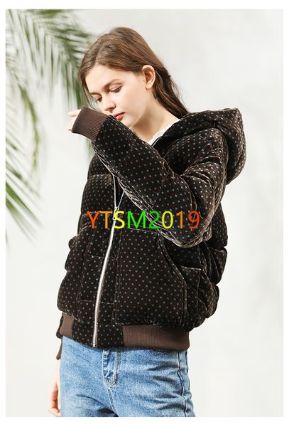 

polka dot down coat women's down jacket hooded white duck down wear outdoor warm feather warm clothing, Black