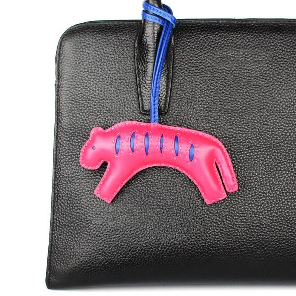 

cute tiger handmade soft genuine leather keychain animal key chain women ladies bag pendant accessories, Silver