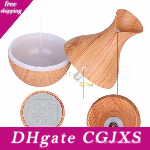 

wood grain essential humidifier aroma oil diffuser ultrasonic wood air humidifier fashion usb mini led lights for home office (hl