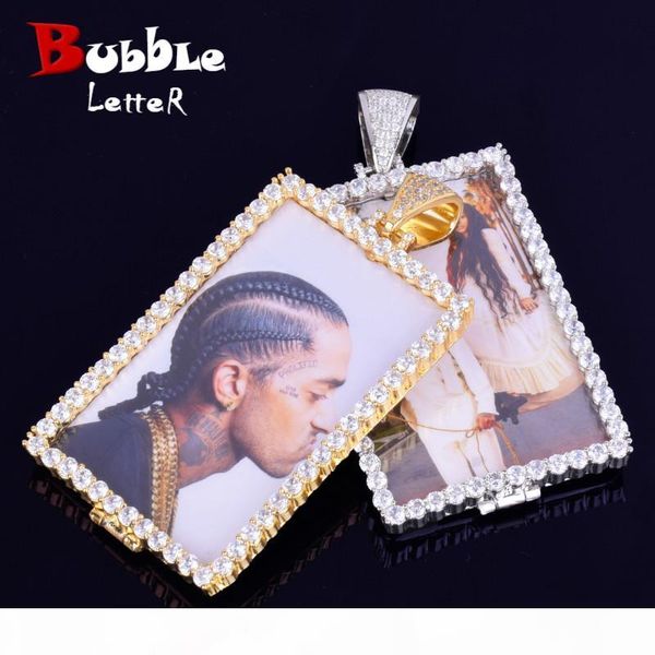 

custom made p squar medallions necklace & pendant with 4mm tennis chain gold silver color cubic zircon men's hip hop jewelry