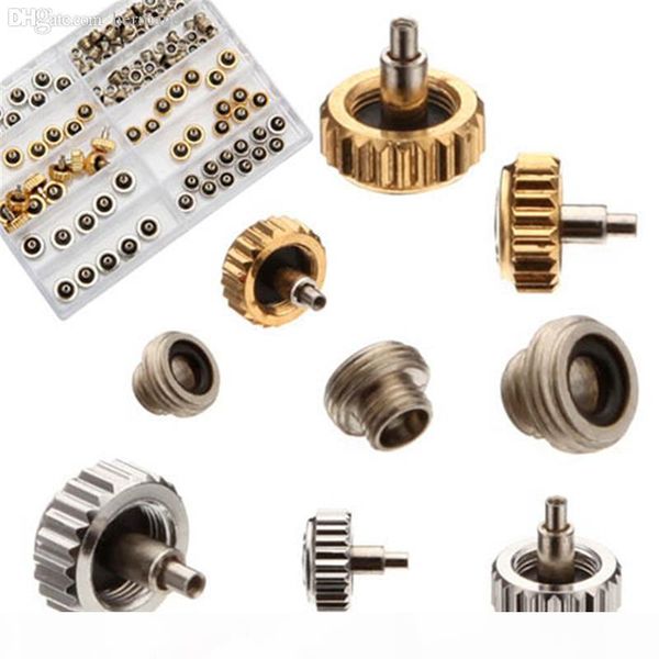 

wholesale-new 60pcs watch crown for copper 5.3mm 6.0mm 7.0mm silver gold repair accessories assortment parts