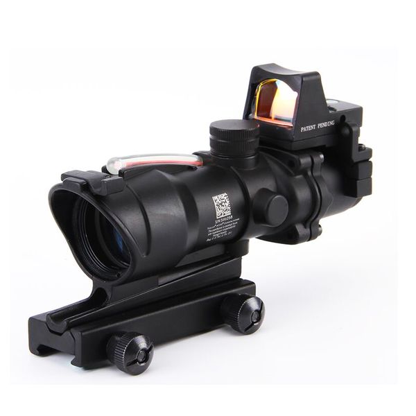 

acog style 4x32 black tactical optic red illuminated with rmr red dot sight hunting riflescope