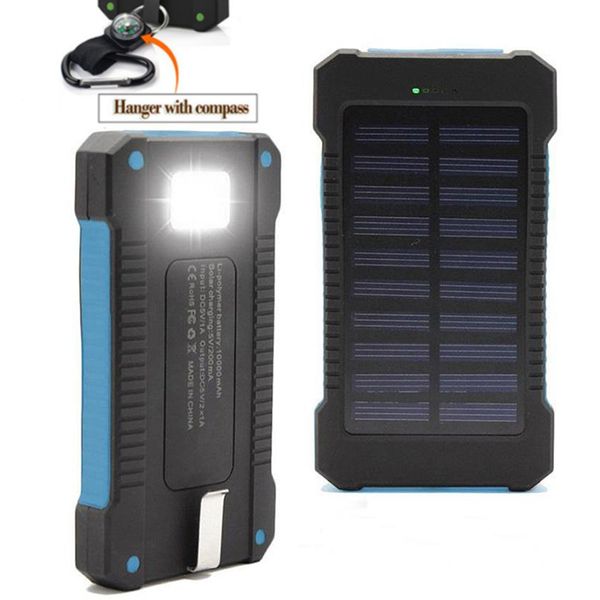 

new solar power bank 20000mah dual usb power bank with led light powerbank battery external portable charger for iphone 12 iphone 11 pro max