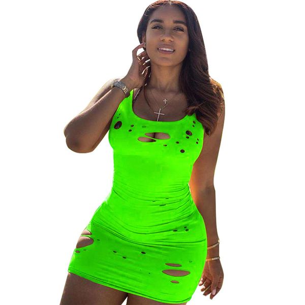 

broken holes women bodysuit dresses sleeveless tank vest mini skirt trendy skinny slim t-shirt dress night party clothing cz81001, Black;gray
