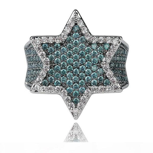 

green diamond rings men hip hop jewelry bling cubic zirconia iced out 18k gold plating ring designer hiphop jewellery, Golden;silver