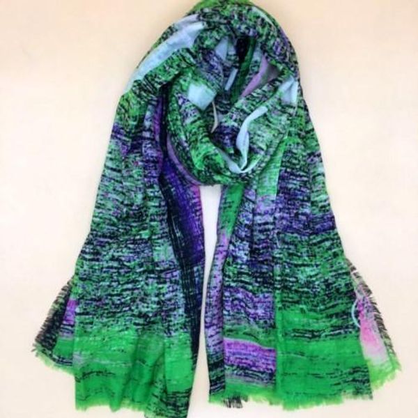 

wholesale-new good quality 100% cashmere material thin and soft print gradient pattern long scarves for women super big size 200cm - 140cm, Blue;gray