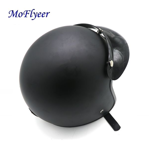 

moflyeer synthetic leather motorcycle helmet retro vintage cruiser chopper scooter cafe racer moto helmet 3/4 open face