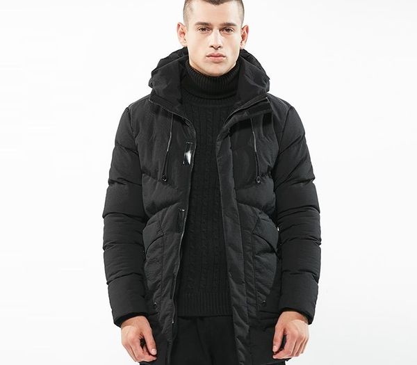

men's casual parkas hooded winter down jacket western style stand collar warm cotton-padded overcoat man jaqueta masculino, Black