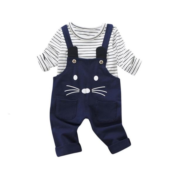 

4 colors lovely 2pcs toddler baby infant boys outfits cartoon t-shirt+strap pants kids clothes drop shipped st28, White