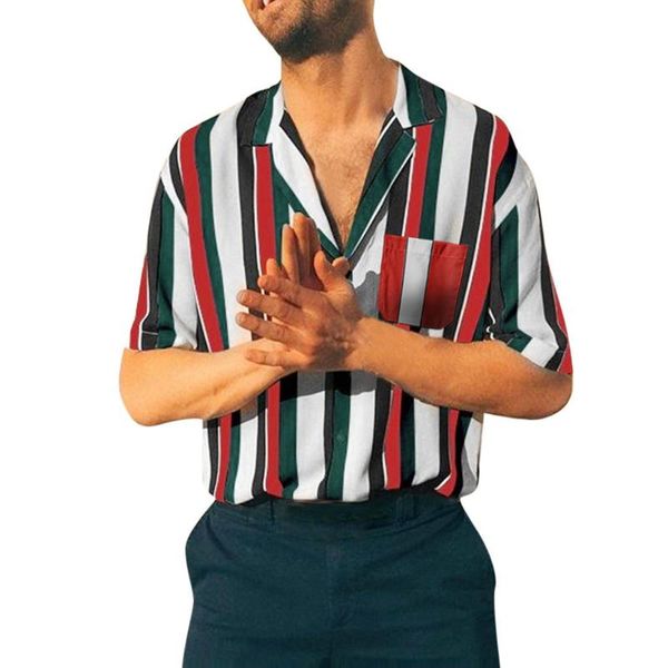 

men shirt hawaiian summer camisas hombre streetwear short sleeve striped mens shirts casual slim fit blouse blusa masculina, White;black