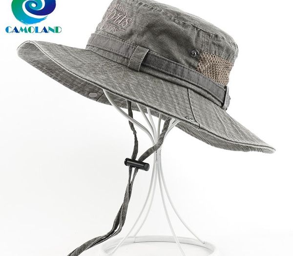 

CAMOLAND High Quality Cotton Bucket Hat Man Summer UPF 50+ Sun Hats Fashion Bob Panama Cap Male Washed Boonie Fishing Hiking Hat Y200714
