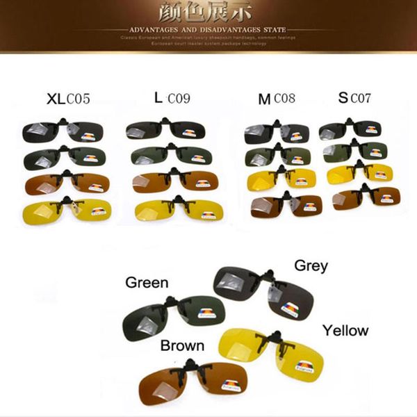 

sunglasses polarized lens clip on and night vision driving sun glasses, White;black