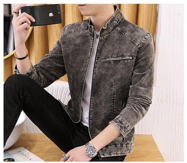 

thermal clothing mens korean version pure color outwear mens retro jeans jacket spring designer youth leisure style, Black;brown