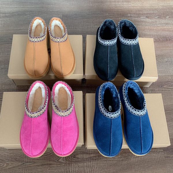 

man women winter snow boots real fur slides leather waterproof winter warm knee high boots fashion booties australia bag06 u1, Black