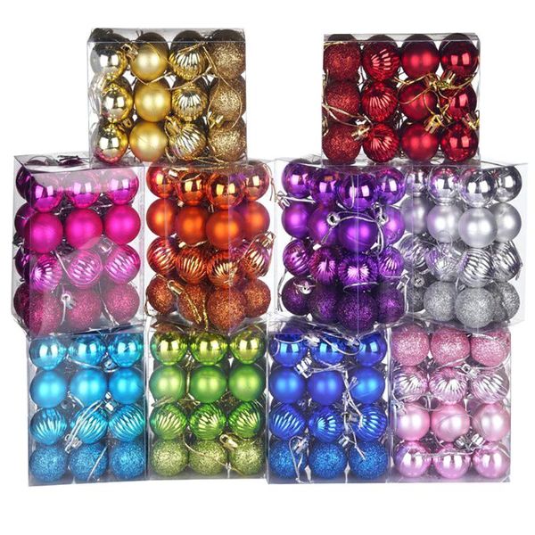 

24 pcs christmas balls xmas tree hanging decoration 30mm pendants ball bauble hanging for home party ornament decor#107y30