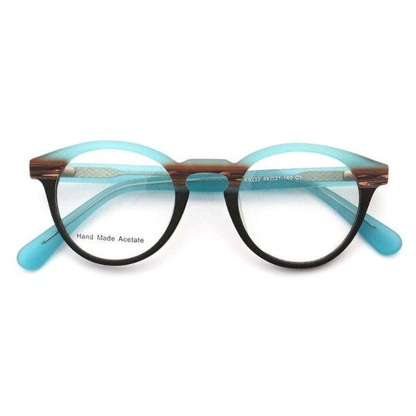 

fashion sunglasses frames women wood grain round eyeglass men retro vintage glasses light acetate rx eyeglasses eyewear blue striped, Black