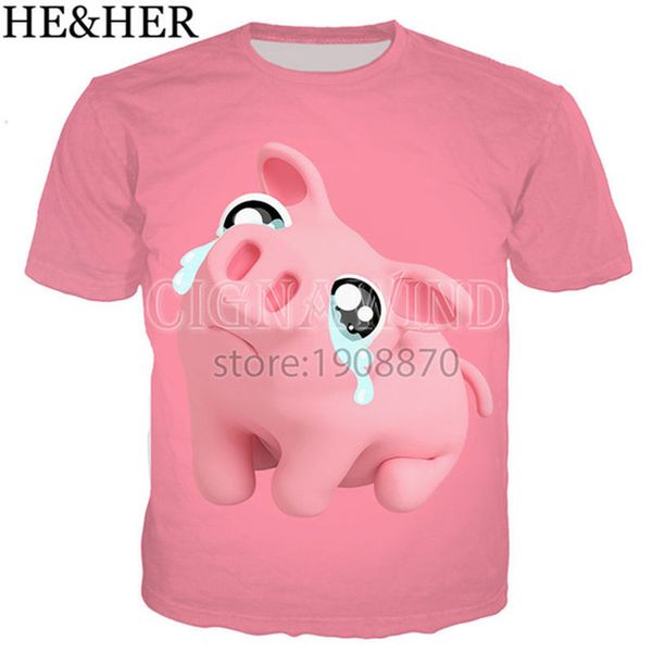 

new arrive popular rosa the pig kawaii novelty 3d print shirts funny humor aesthetic men clothing