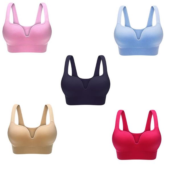 

a0nijie professional women yoga tank seamless fitness sports push up bra solid color gym vest, White;black