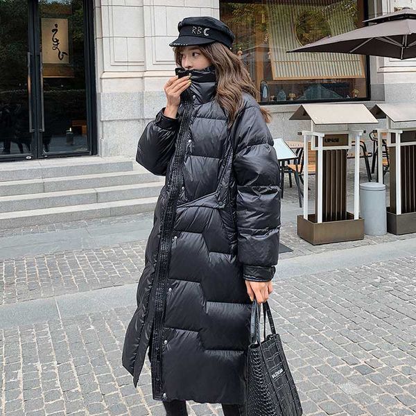 

winter 2020 female long over-knee stand collar loose black parker coat fashion casual thickened warm quality women jacket w87