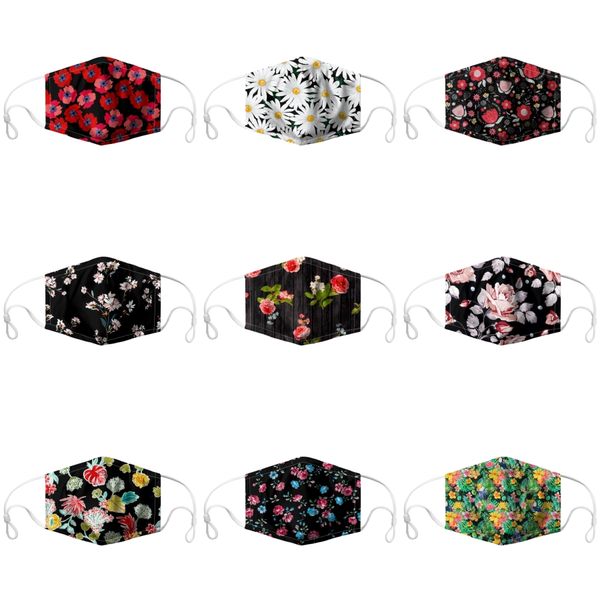 

new designer face masks mask washable dustproofriding cycling flower print solid masks#927, Black