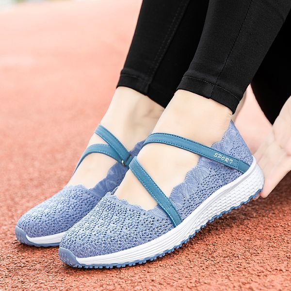 

women's flats shoes casual mesh sneakers soft walking shoes breathable fashion summer tenis women footwear zapatos de mujer, Black