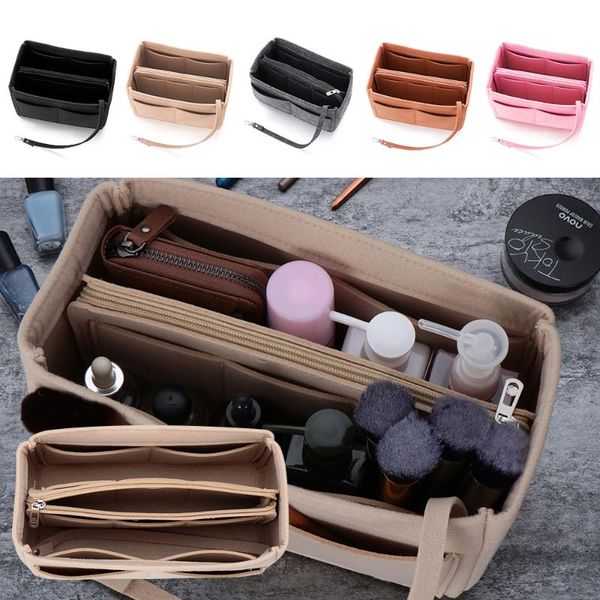 

felt purse insert organizer portable cosmetic bag handbag tote bag lady makeup storage pouch multifunction travel