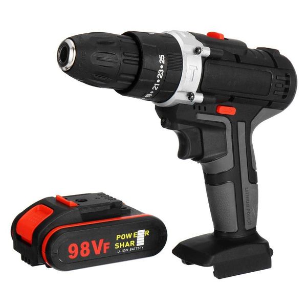 

98vf electric ударная дрель / электрическая дрель аккумуляторные ключ ударная дрель отвертка поворотный led 2-speed ​​7500mah батареи woodwo