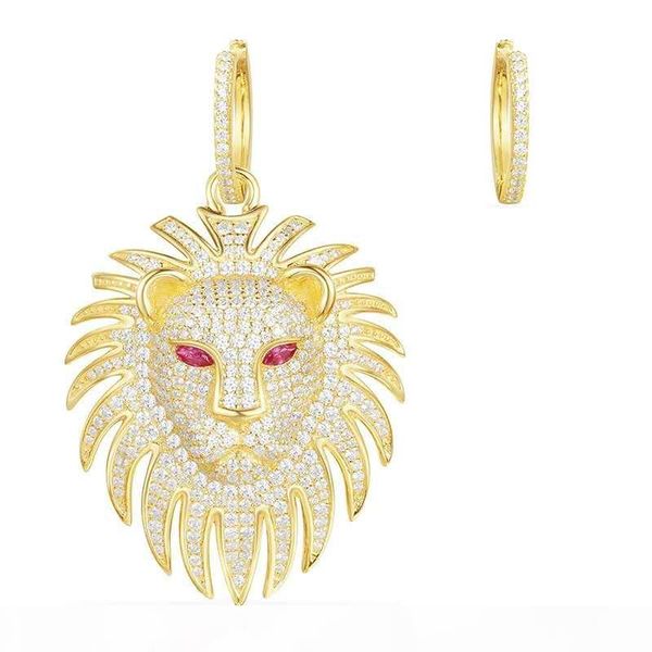 

new trendy women earrings yellow gold plated cz lion head earrings for girls women nice gift, Golden;silver