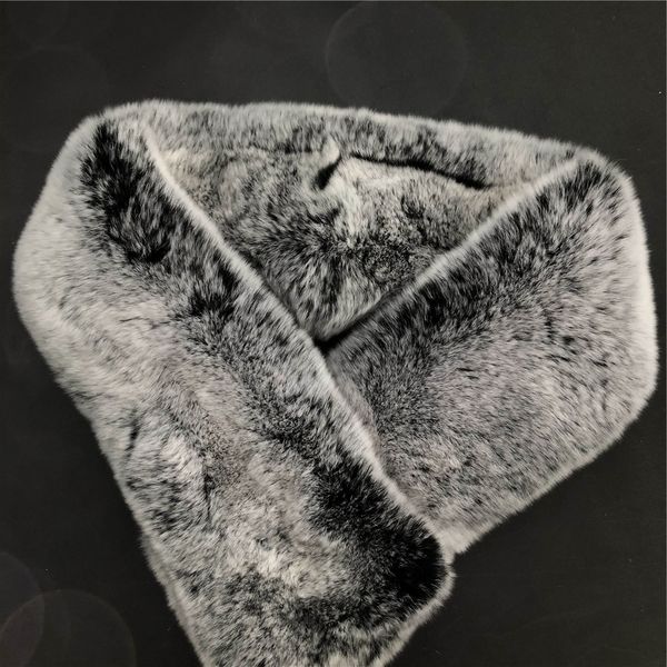 Black Frost- Double Side Real Rex Rabbit Fur Sciarpa Sciarpe con collo a scialle Wrap W Magnet Button