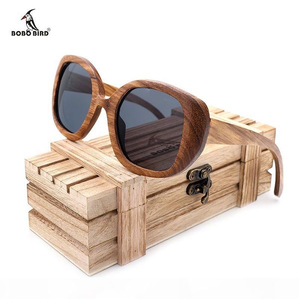 

wholesale- bobo bird new design vintage zebra wooden sunglasses polarized uv 400 protect coating mirror wood sunglasses for women as gift, White;black