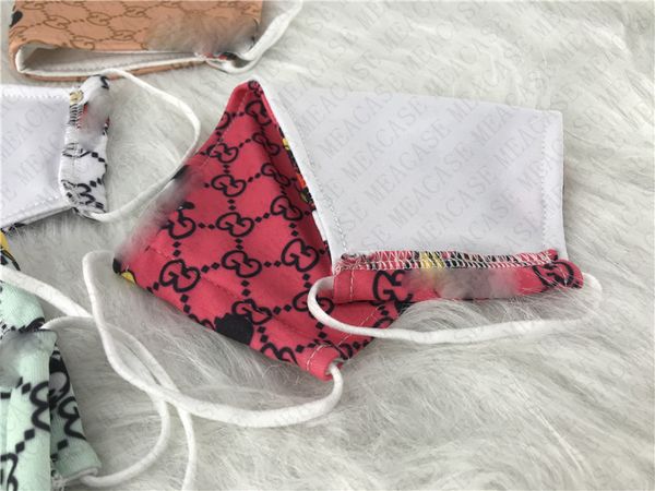 

fashion face mask for women men washable 2 layers silk fabric mask letters printed protective masks reusable mouth cover mask d73104, Blue