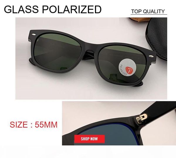 

2019 new vintage sunglasses women retro g15 polarized glass lens sunglasses famous brand designer rd2132 square sun glasses 55mm gafas, White;black