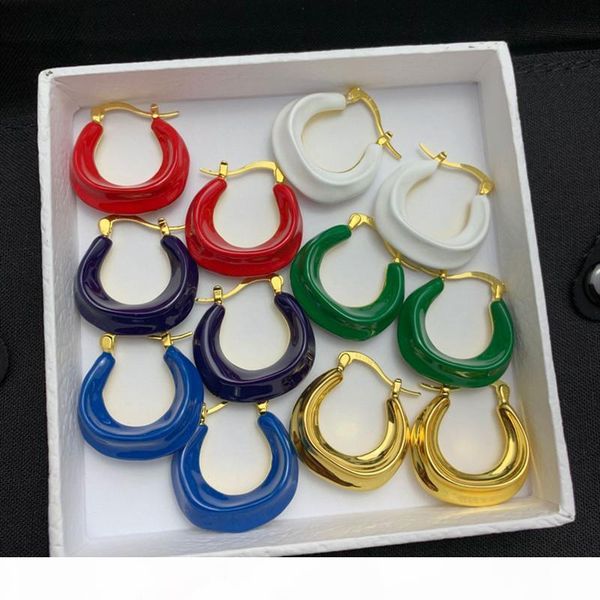 

ins fashion women earrings yellow gold plated oil painting hoops earrings for girls women for wedding party popular jewelry, Golden;silver