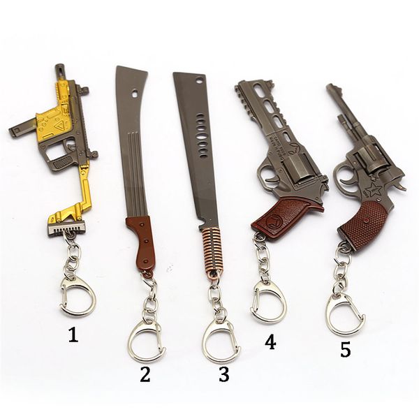 

game pubg 12cm keychain 5 models gun keychain metal revolver key rings souvenir men gift porte clef chaveiro llaveros, Silver