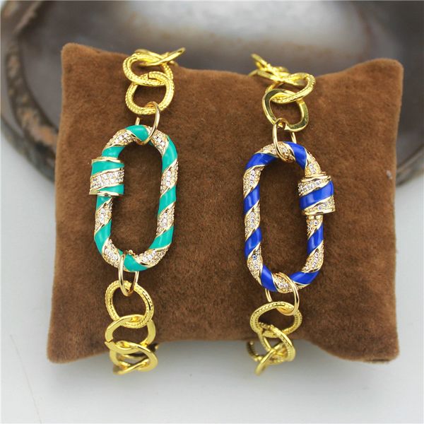 

7.5inch 5pcs/lot new design cz/enamel clasp shape bracelet,cubic zircon component,popular plated chain bracelet wholesale, Black