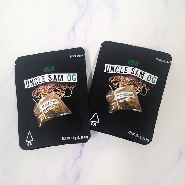 

new uncle sam og bag california 3.5g mylar bags child proof bagg zipper bag for 420 dry herb flower packaging package
