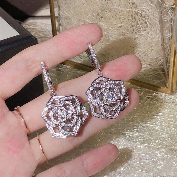 

woman jewelry rose earrings s925 silver flower stud earrings for women love gift ing