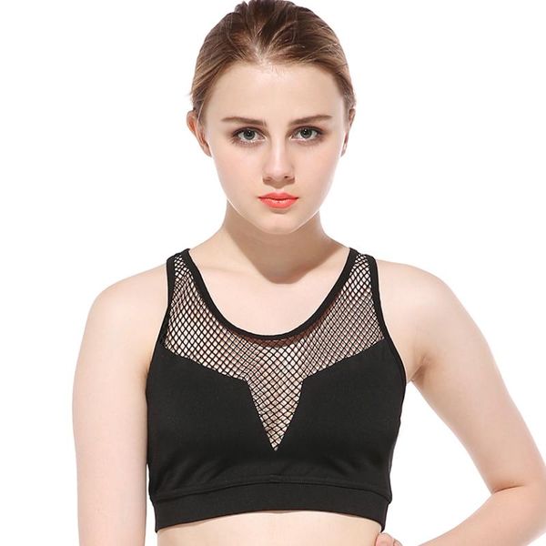 

s170124 mesh stitching sports bras shake proof quick dry fitness yoga bra gym running for women girls, White;black