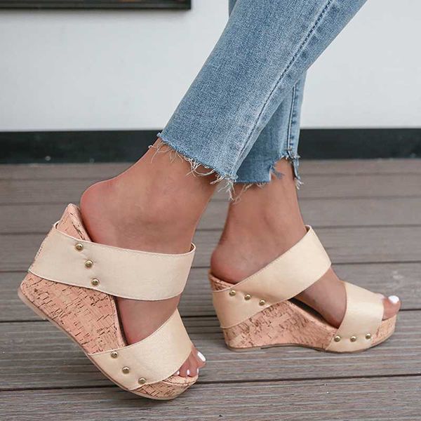 

women comfy slippers wedge sandals beach fashion retro platform sandals thick bottom wedge shoes for women indoor home slippers, Black