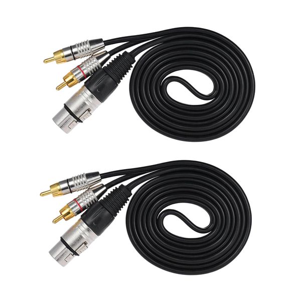 

2pc xlr 3pin female to 2rca male jack speaker audio splitter cable connector