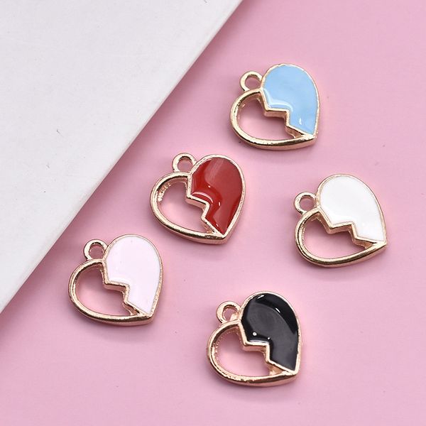 

10pcs 14x14.5mm zinc alloy enamel charms mini sweet heart charms for diy necklaces bracelets jewelry making accessories, Bronze;silver