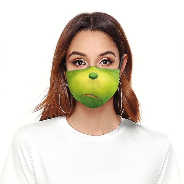

fashion 3d hd printing christmas element pattern face mask adults reusable protective pm2.5 washable 5 layers filters face masks