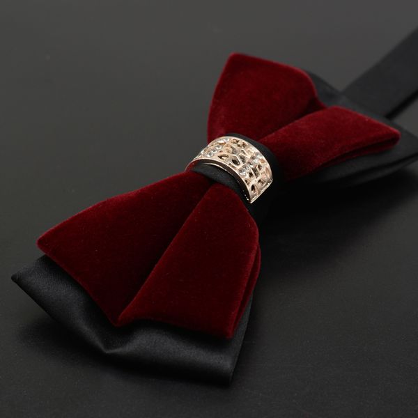 

wedding rhinestone velet bow tie new luxury formal dress groom man british flannel bowtie for men accessories, Black;gray