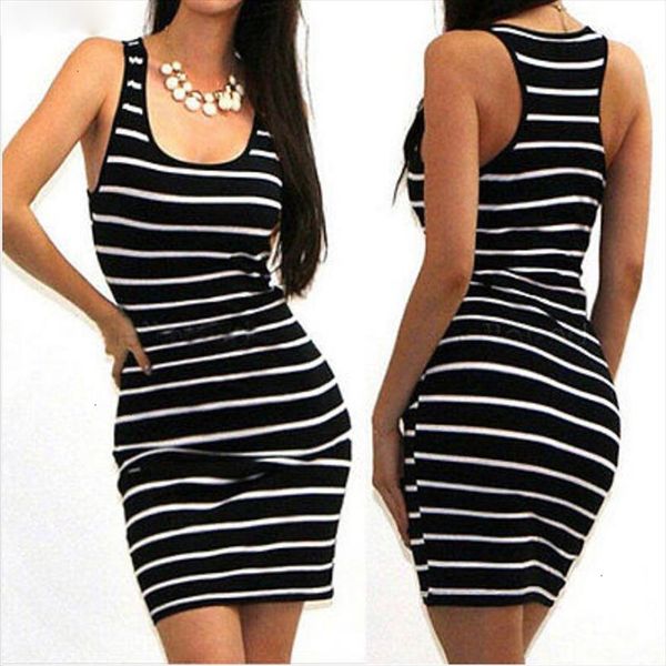 

women casual striped bandage bodycon dress slim sleeveless evening party mini dress drop shipping designer clothes, Black;gray