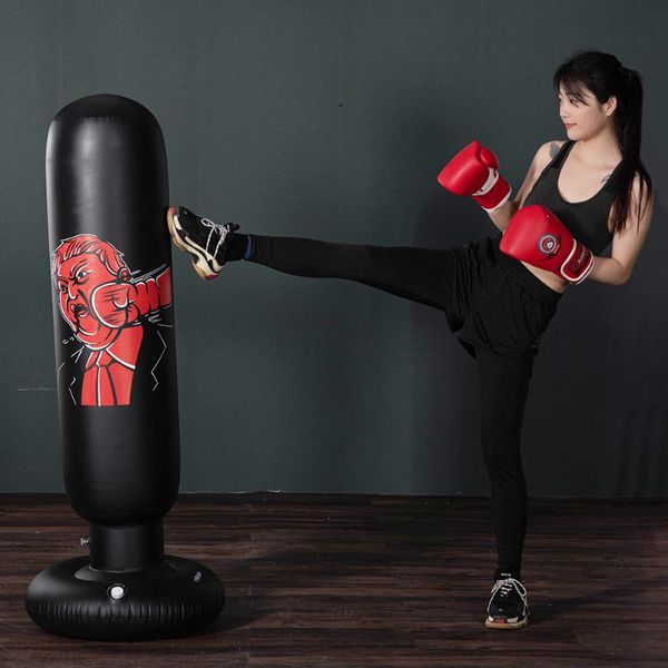 

160cm boxing punching bag inflatable stand tumbler muay thai training pressure relief bounce back sandbag