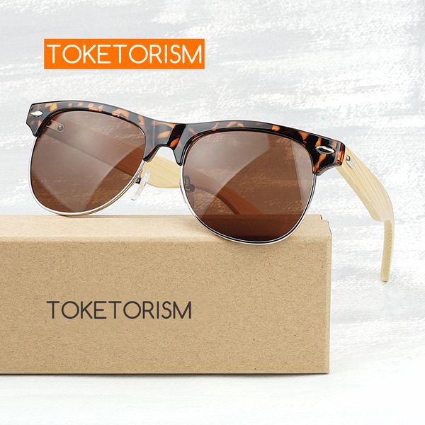 

toketorism men's fashion semi rimless sunglasses woman bamboo sunglasses summer glasses 9201, White;black