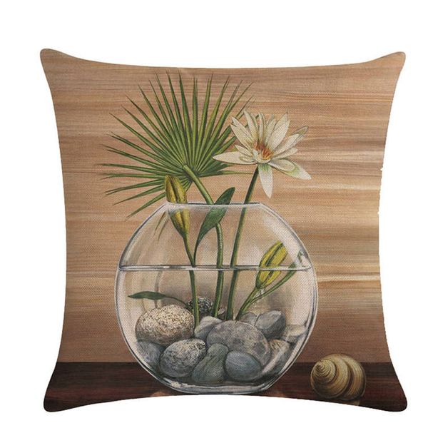 

small fresh glass illustration pattern linen bouquet series pillowcase home textile cushion cover home decoration set