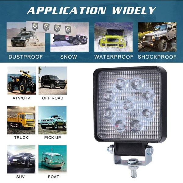 

1pcs 90w round square dc 9-30v led work light flood beam offroad boat car motorcycle suv night driving lighting