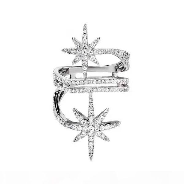 

europe and america popular fashion women ring white gold plated full cz star ring for girls women for party wedding nice gift, Silver