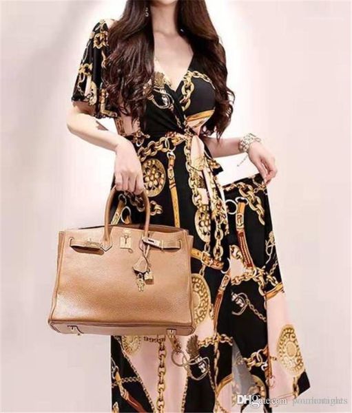 

females clothing v neck womens casual dresses elegant chain print panelled split womens designer dresses casual, Black;gray